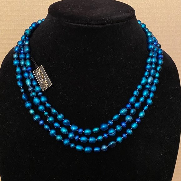 36" Honora Deep Blue Pearl Necklace, NWT - Picture 9 of 10